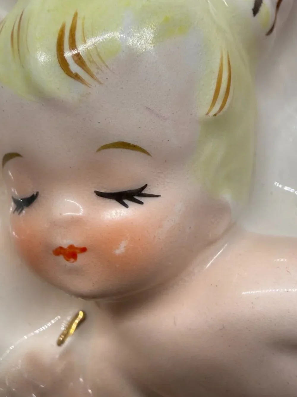 Vintage MCM 50’s Enesco Mermaid Girl Umbrella Wall Plaque Ceramic Kitsch